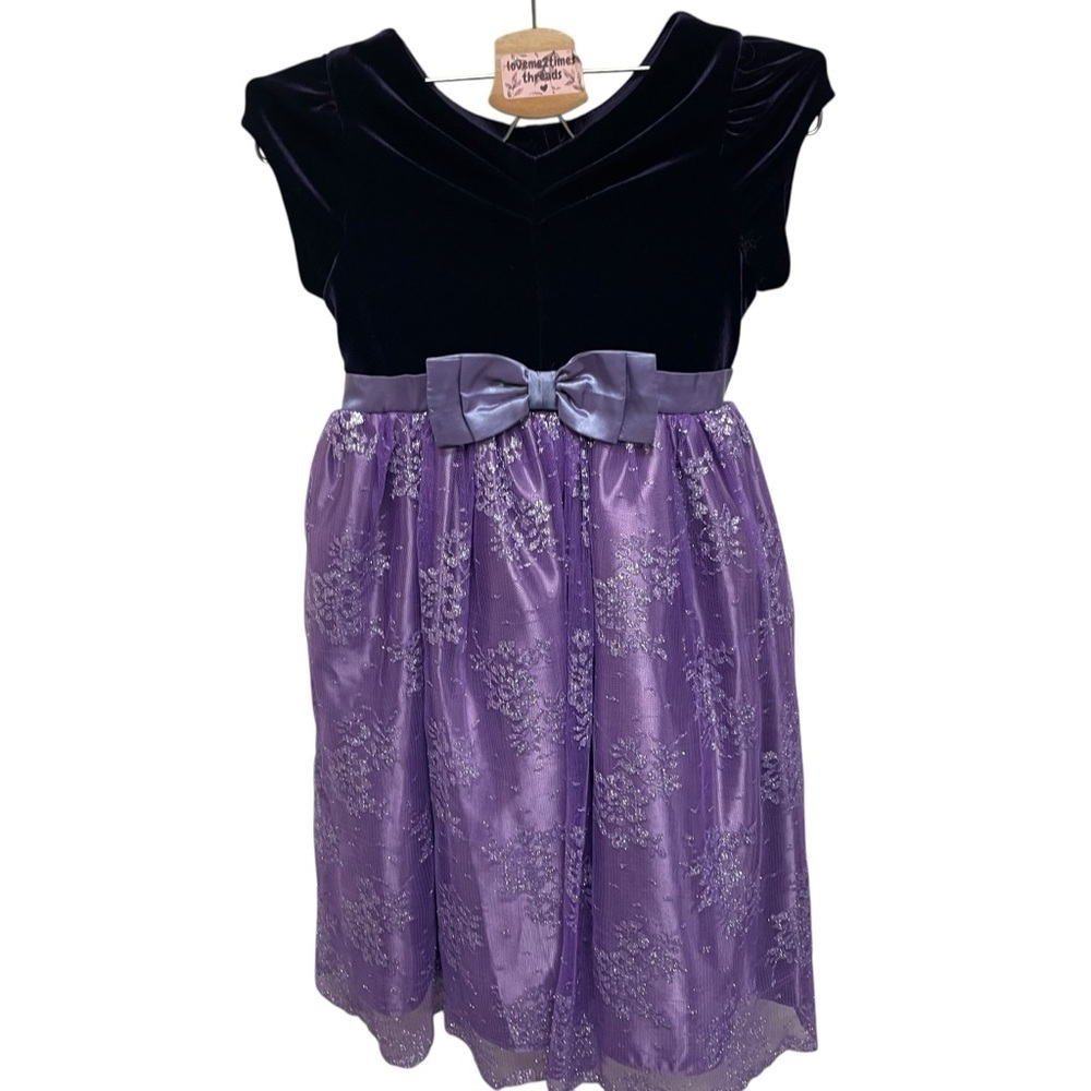 Jona Michelle girls purple velvet dress holiday size 5
